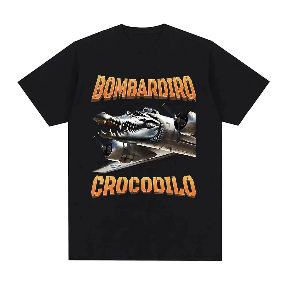 Bombardiro Crocodilo Crocodile Plane Bomber Funny Humor T-Shirt Women Casual Short Sleeve T Shirts Comfort T-Shirts  Unisex
