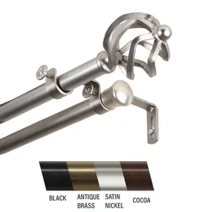 CENTRAL Adjustable Telescopic Double Curtain Rod - 0.81 in. Diameter, 48-84 in. Extendable, Satin Nickel for Baby & Maternity Room Furniture Decoration, Adjustable Curtain Rods, Telescopic Curtain Rod