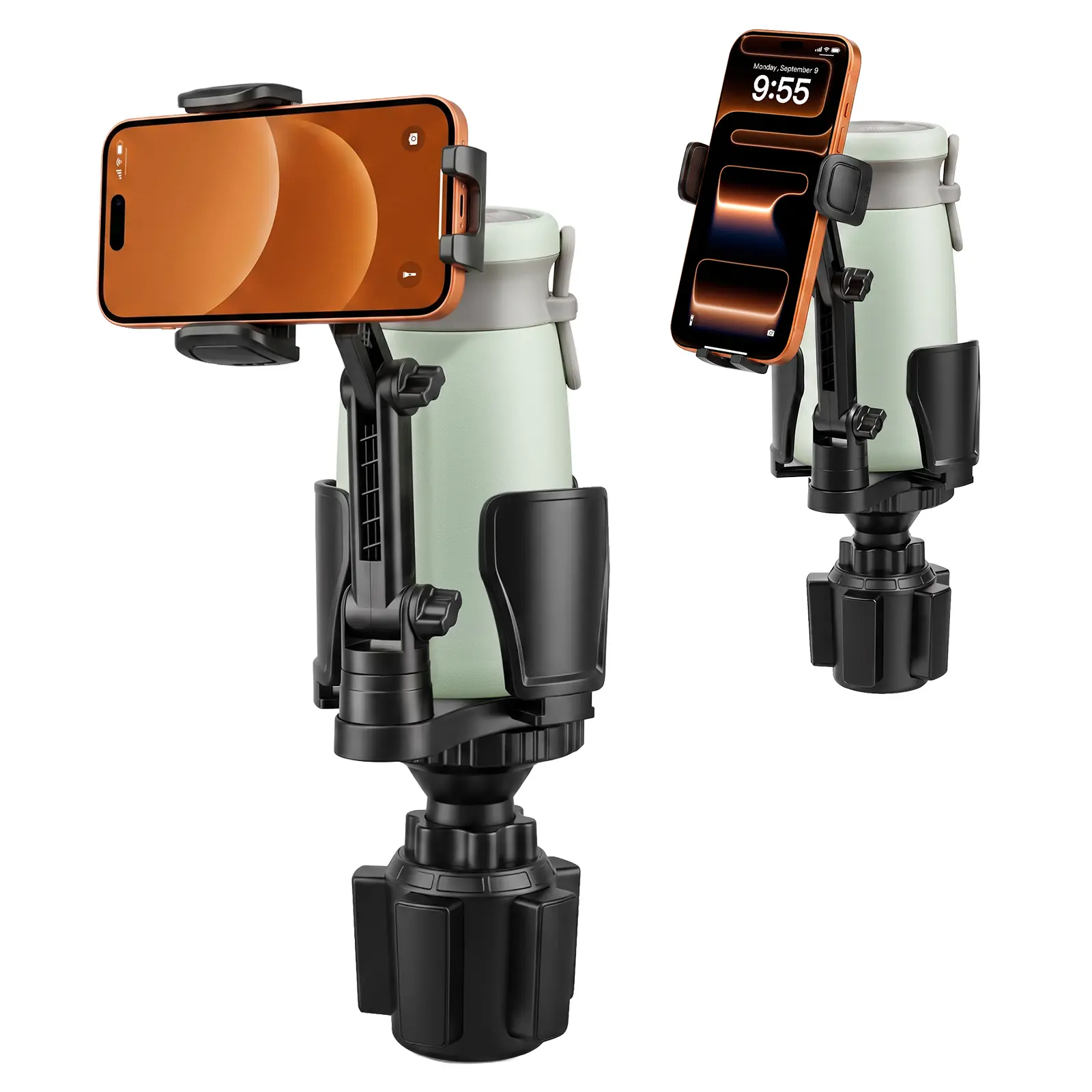 SZHLUX Phone Holders For Your Car; 2 In 1 Cup Holder Phone Holder.Adjustable Cup Holder Phone, Rotatable 360-Degree And Extendable Mobile Phone Stand.Suitable For Mobile Phones with Dimensions of 4-7" and Cups with Diameters of 2.95-5.51"（1 PCS）