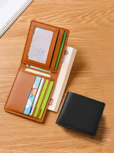 Ultra-Thin Men's Wallet, Minimalist Bifold Wallet, Fashion PU Leather, Simple Style Credit Card Holder, Unisex Money Clip, Travel Document Organizer