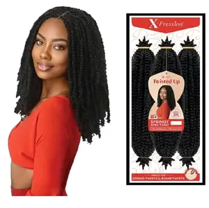 X-Pression Springy Afro Twist 16 Inch - Twisted Up Synthetic Hair Extensions for Spring Twists & Bomb Twists