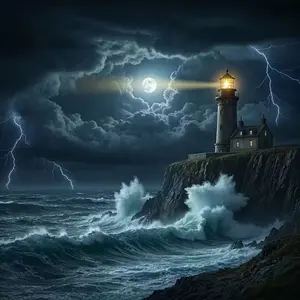 New DIY 5D Diamond Painting Kit, Lighthouse Theme, Full Drill Mosaic, Home Wall Decor Gift, Small Size