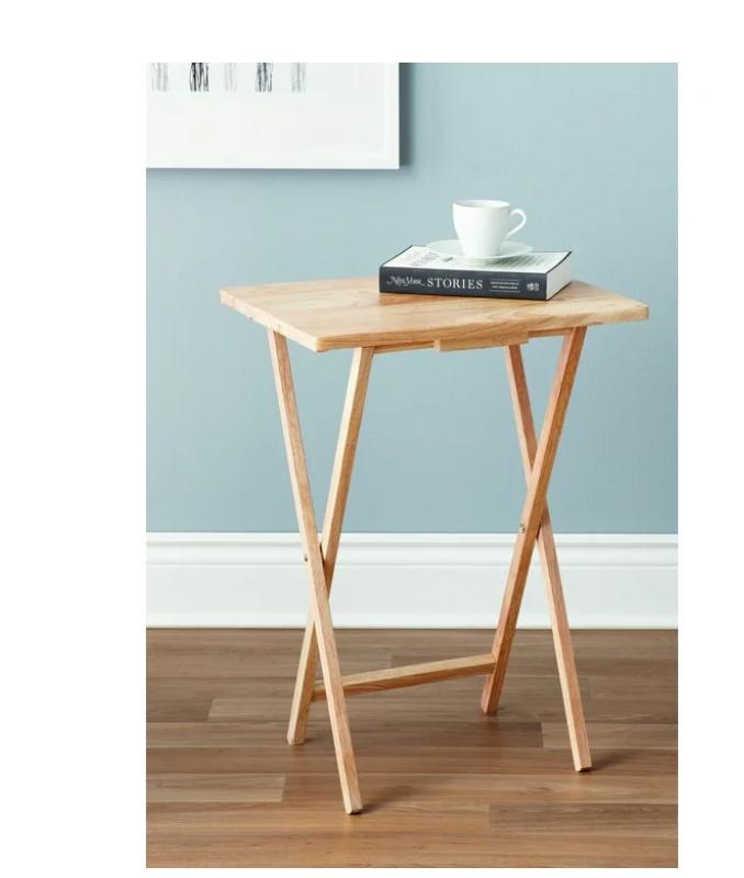 Indoor Single Folding TV Tray Table Natural L 19 x W 15 x H 26 inches.