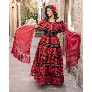 Chiapaneco Ruedo Sencillo Floral Dress