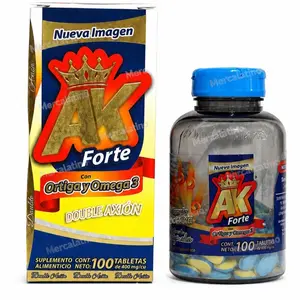 AK Forte Reforzado Dietary Healthcare Joint Health Supplement Tabs, with Orthiga, Omega 3, Glucosamine, Vitamin, Turmeric, Collagen - 100 Count, Natural Formula, Mexico-Sourced