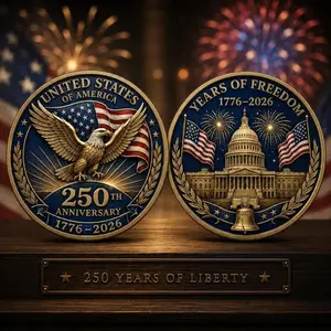 250th Anniversary Commemorative Coin, 1776-2026 Semiquincentennial Metal Coin, Veteran Gift, Independence Day Coin Gifts