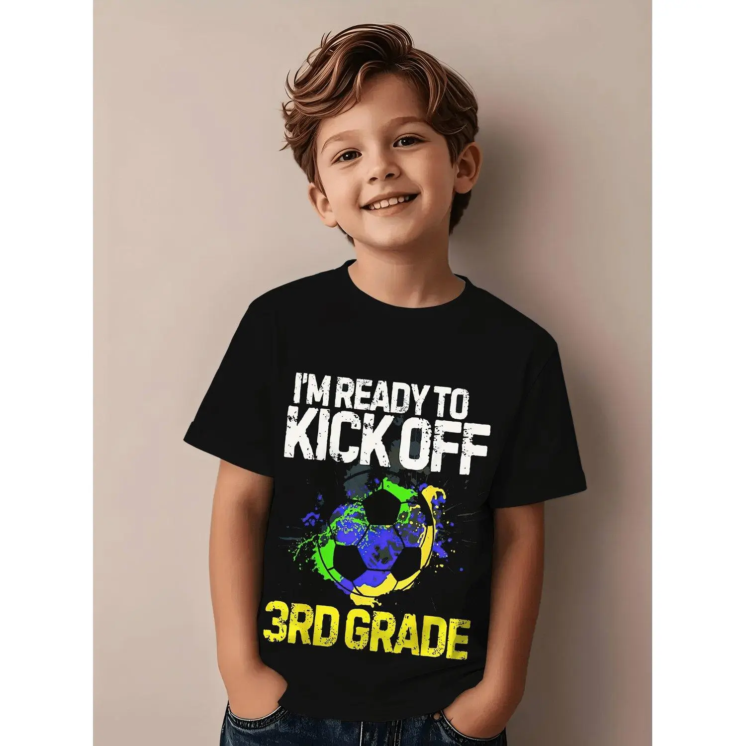 Boys' 3Rd Grade T-Shirt - Fun Graphic for Back to School, Black Casual Short Sleeve Shirt