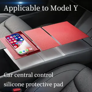 3.0 Flagship Center Console Silicone Mat Compatible with Tesla Model 3/Y Anti-Slip Static Adhesion Anti-Dust Washable Raised Edge