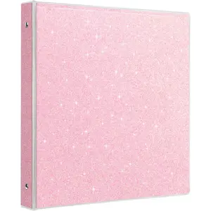 1 Inch Binders 3 Ring Glitter Binders Fashion View Binder for Office , , 2 Pockets, Light