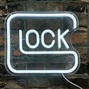 Wall-Mounted Lock Shape LED Neon Sign, Adjustable USB-Powered Acrylic Wall Decor, Ideal for Salons, Tattoos, Parties, Trendy Stores