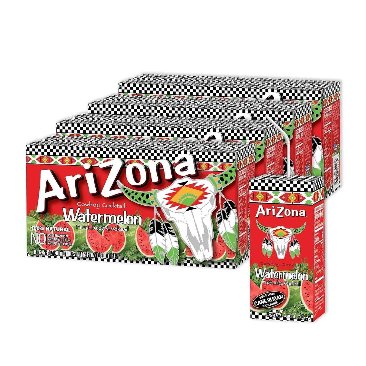 AriZona Watermelon Fruit Juice Beverage - Cane Sugar, Vitamin-Infused, 6.75 fl oz Juice Boxes (32 Pack)
