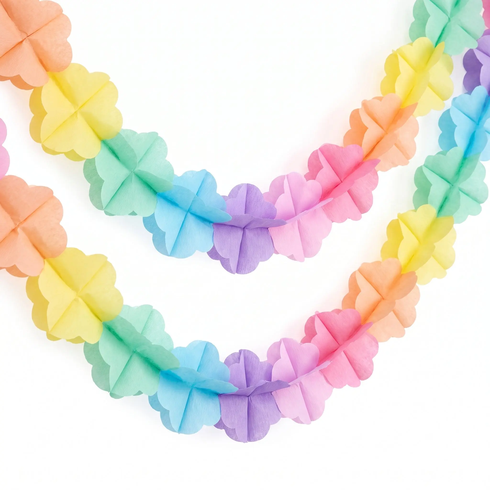 Pastel Rainbow Paper Garland - 9 ft