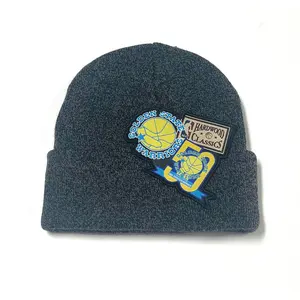 MITCHELL & NESS "XL LOGO PATCH" GS WARRIORS BEANIE (CHARCOAL GREY)