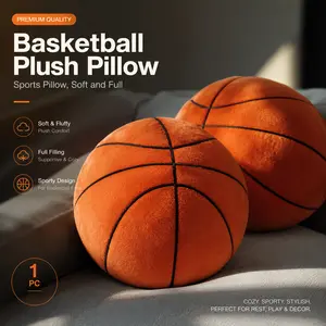 Basketball Plush Pillow, Soft Stuffed Sports Ball Cushion for Bedroom, Sofa & Game Room Decor