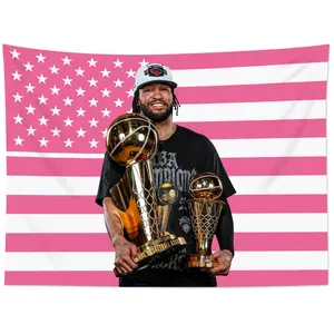 Jalen Brunson New York2026 Champions 3x5Ft Flag, Pink American Flag Banner, Nation Championship Decor, MVP Finals Victory Flag, Basketball Fan Gift, Indoor Outdoor Wall Hanging