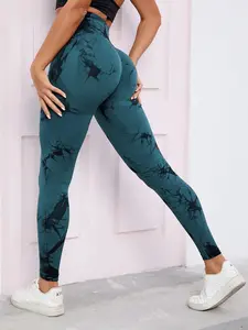 High-Waisted Seamless Tie-Dye Yoga Leggings for Women, Moisture-Wicking, Butt-Lifting Design, High Stretch Bottoms, Suitable for Sports and Daily Wear
