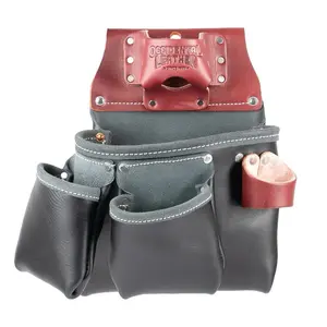 B5018DB Occidental Leather 3 Pouch Pro Tool Bag with Tape Holder - Durable Leather Construction & Multiple Pockets for Tools