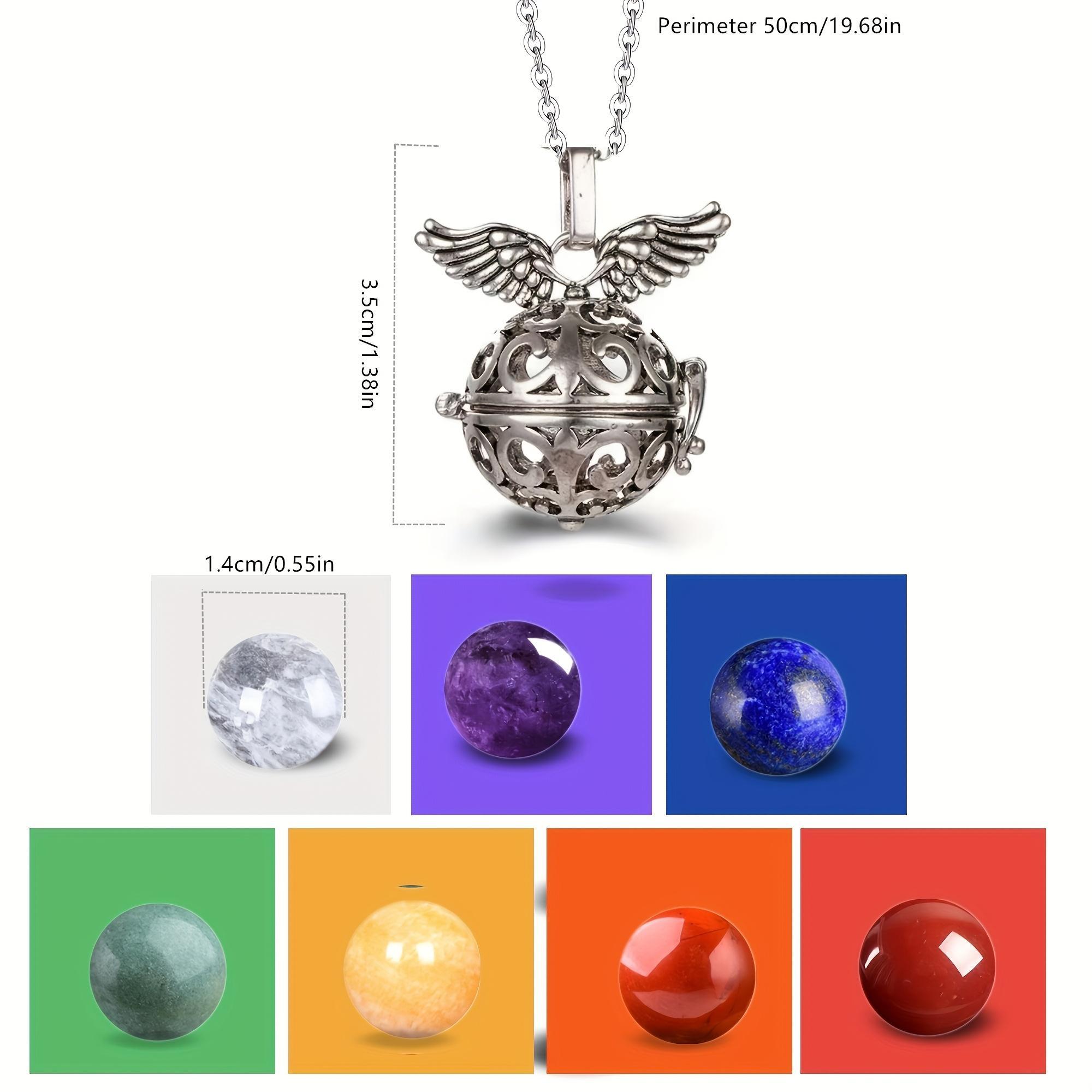 7pcs Crystal Pendant Set Wings Crystal Round Bead Stone Women's Rope Cage and Lock Pendant Crystal Stone Valentine's Day Surprise Gift for Friends decor