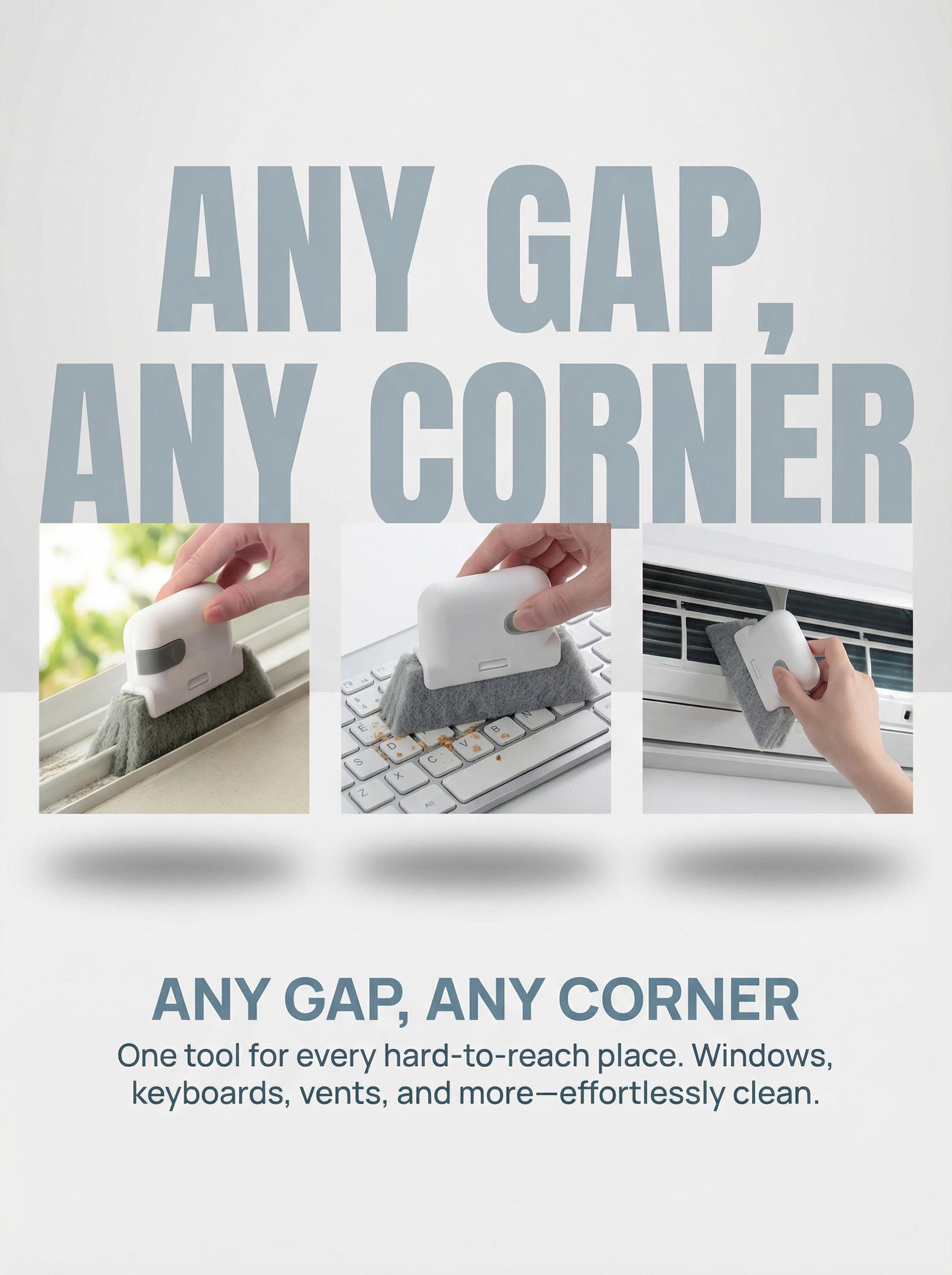 Grey Window Groove Cleaning Brush, 1 Count Portable Handheld Window Track Cleaning Brush, Multifunctional Cleaner Tools for Door Gap Track, Household Essentials, House Cleaning Tools, Household Items, Versatile Cleaning Tool, Window Cleaning Kit