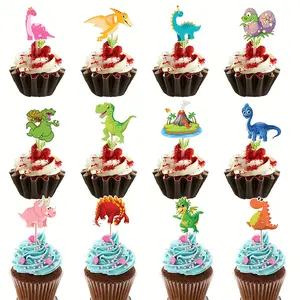 Set of 24 Dinosaur-Themed Cupcake Toppers And Picks for Decorating Cakes for Birthday Celebrations