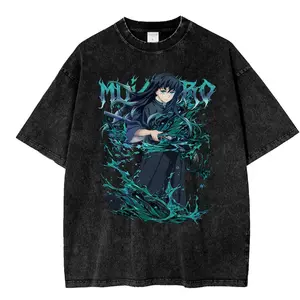 Muichiro Tokito Mineral Mineral Wash Tee, Mist Hashira Vintage Streetwear, Demon Slayer Tee, Kimetsu Yaiba Shirt, Gift For Him PSH1683