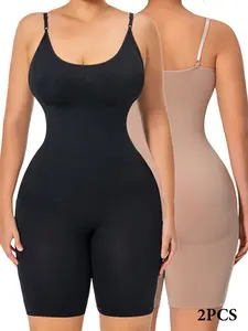 GLOD CARP 2PCS Tummy Control Shapewear Bodysuit for Women Seamless Shaping Full Body Shaper Scoop Neck Cami  easy slideshaper Slimming Tank Top,Thigh Slimmers,Fitted Silhouette and Minimalist Womenswear Compression Garment  Waist Underwear