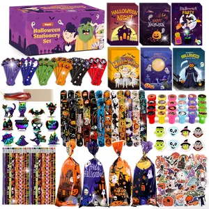 242 Pcs Halloween Stationery Set for Kids, Halloween Party Handmade Stationery Gift Set, 24 Pcs Trick or Treat Party Favor Toys, Great for Classroom Rewards and Halloween Goodie Bag Fillers