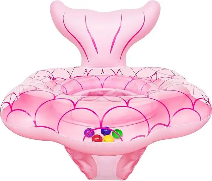 25.6" Extra Wide Baby Pool Float for 6-36 Months Infant Swim Float with Double Air Chamber & Anti-Flip Safety Design, Toddler Swim Trainer Inflatable Baby Floaties for Pool Water & Summer Swimming