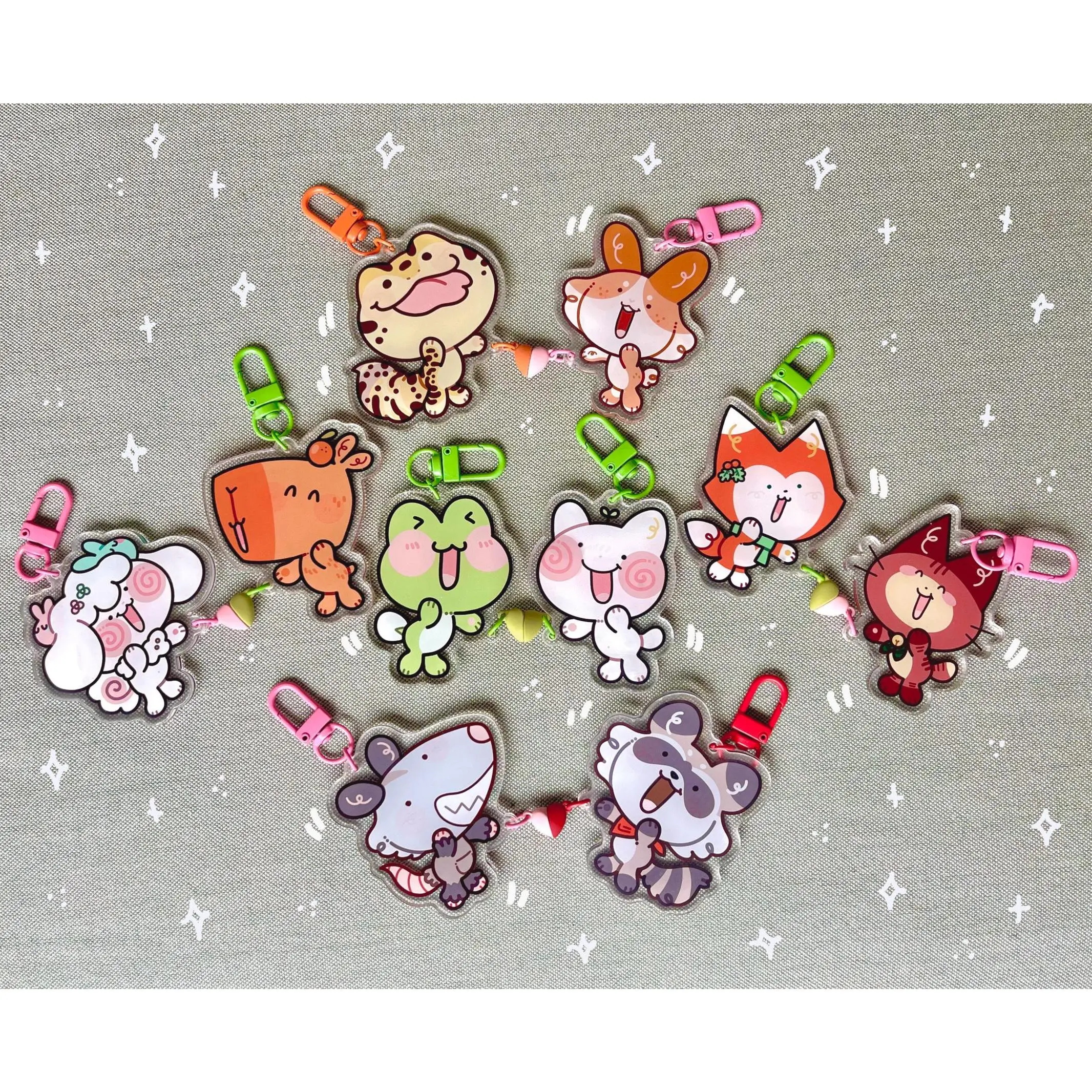 Sharing Hearts Keychain - Set of 12 Keychain Figures with Various Designs, Featuring Cute Characters and Accessories