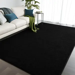 Black Large Soft Modern Area Rugs for Living Room Bedroom,  Thickened Memory Foam Indoor Solid Minimalist Carpets, Non-Slip Comfy Rug for Boys Girls Nursery Room Home Decor, 4x6,5x7,6x9,7x10 Feet