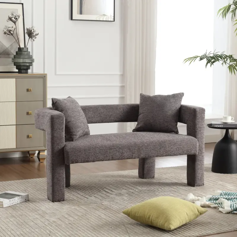 [SOIYELIFE] Modern Chenille Loveseat Sofa – Comfy Upholstered 2-Seater Couch for Living Room and Bedroom in Gray