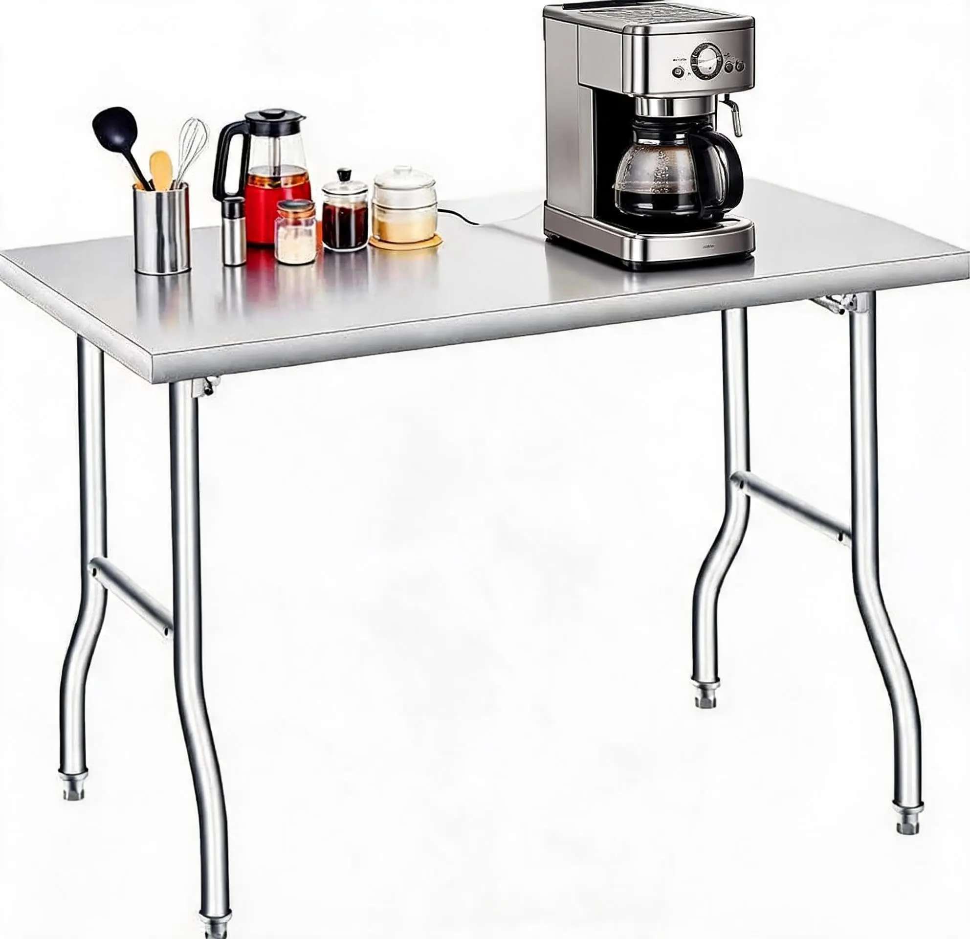 Folding Stainless Steel Table 122x61x86cm, Heavy Duty Preparation Table, 499kg Capacity, Portable for Kitchen, Restaurant and Camping