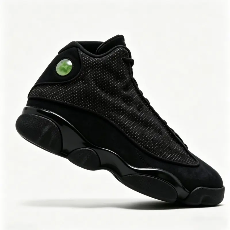 Unisex Black Cat Inspired Basketball Sneakers Full Black Monochrome Design Breathable Perforated Upper Shock Absorbing Midsole Daily Wear Shoes