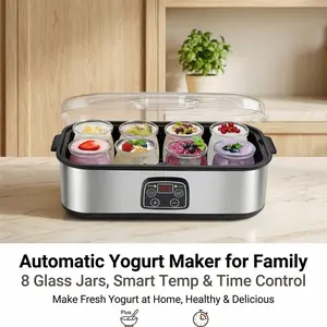 Automatic Digital Yogurt Maker Machine with 8 Glass Jars, BPA-Free, Stainless Steel Construction, Precise Temperature Control, Easy One-Button Operation, Compact Design for Home Use, Healthy Homemade Yogurt biltong dehydrator