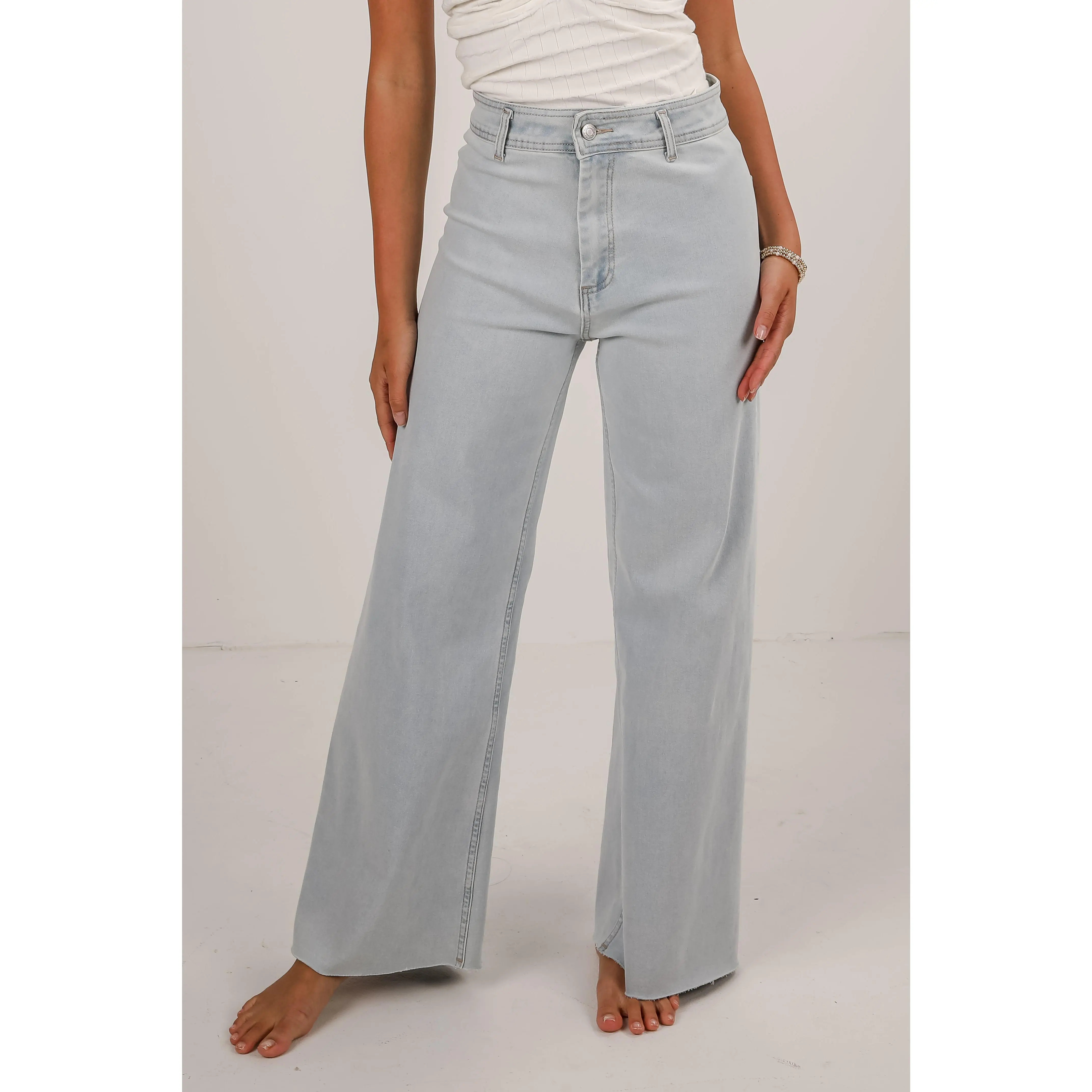 Lexi Light Wash High-Rise Wide Leg Jeans