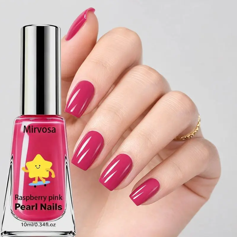 Raspberry Pink Nail Polish - No UV Lamp Required, Air-Dries Naturally, Nail-Strengthening, Smooth Application, Ideal for Everyday Use, Salon-Quality Results