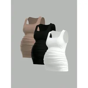 3-piece set Maternity Camisole Tops Women's Maternity Wear Summer Casual Sports Yoga Tops Summer T-shirts