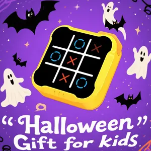 Halloween Tic Tac Toe Game for Kids 3-in-1 Sensory Handheld Puzzle Console Ages 3-12 Portable Travel Electronic Toy