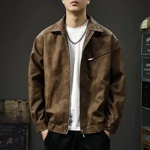 Men’s autumn and winter American retro workwear jacket, casual loose-neck jacket