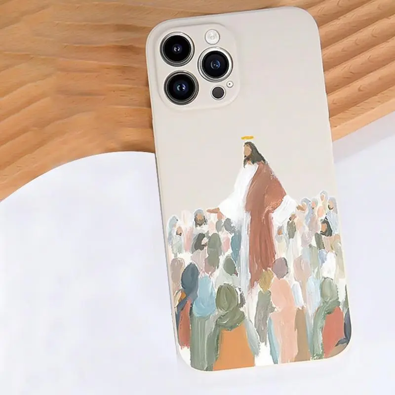 Jesus Pattern Phone Case, Anti-drop Cellphone Protective Case, Total Protective Shockproof Mobile Phone Cover for iPhone 11 12 13 14 15 16 17Pro Max.QXF287.designer,case White-Qxf287M73512