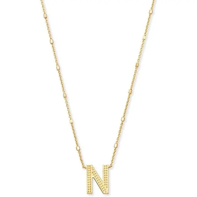 Kendra Scott Initial N Charm Gold Pendant Necklace, Personalized Gifts for Adults, Silver Necklaces & Pendants with Adjustable Chain, 9608800291, Initial Charm, Letters Silver Necklaces & Pendants