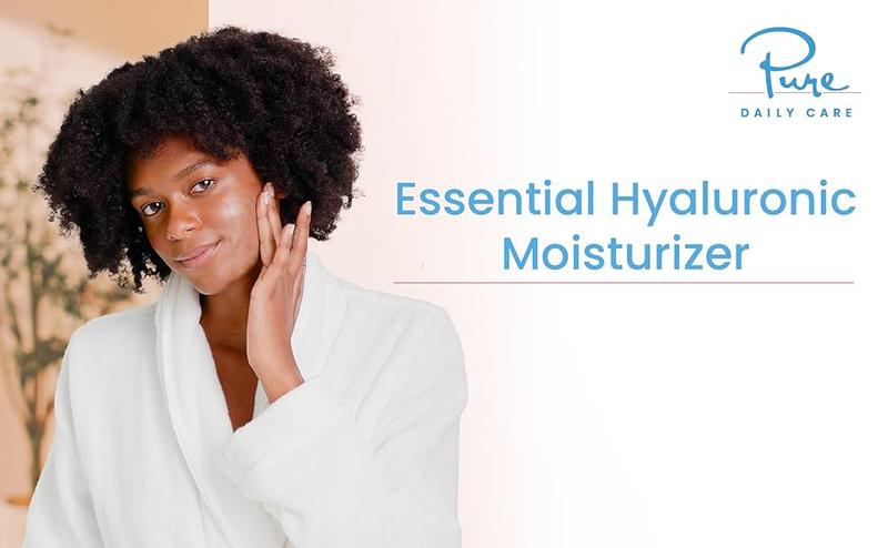 Essential Hyaluronic Moisturizer by Pure Daily Care Ultra-Hydrating Lightweight Cream with Jojoba & Apricot Oil for All Skin Types 1.66 oz