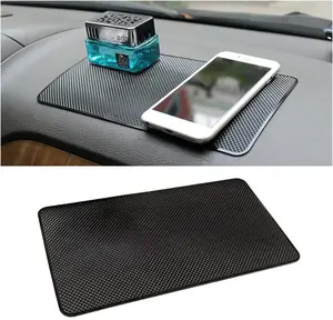 Car Dashboard Anti-Slip Rubber Pad 10.6"x 5.9" Universal Non-Slip Magic Dashboard Sticky Adhesive Mat for Phones Sunglasses Keys Electronic Devices Black Grid Design