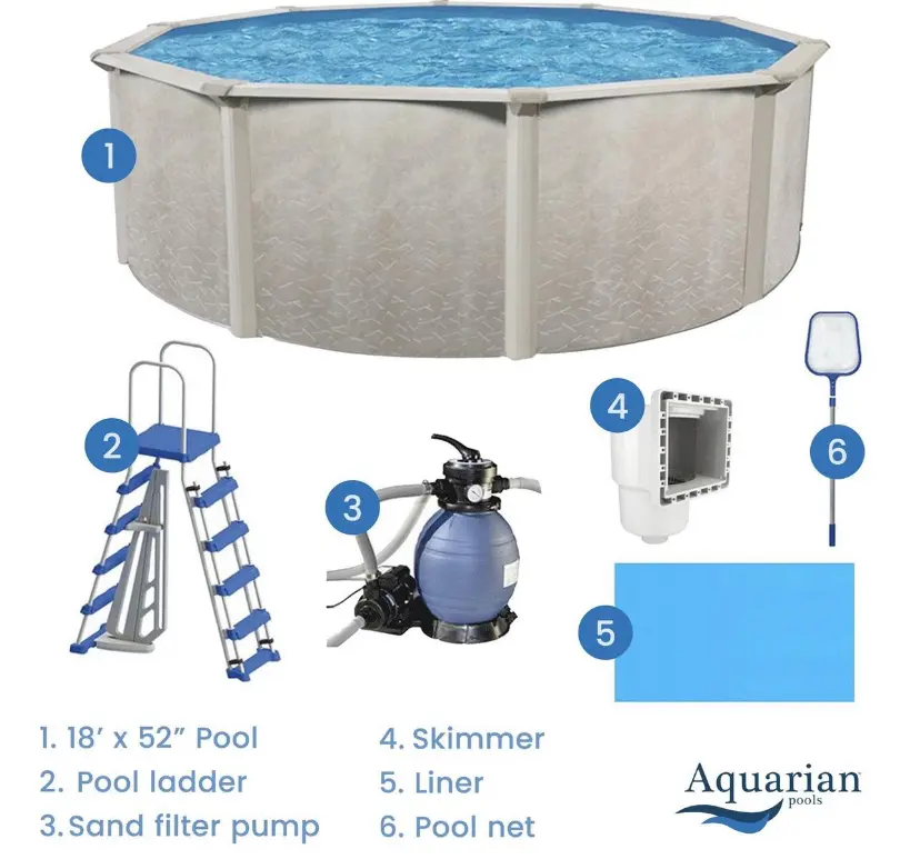 Aquarian Phoenix 18' x 52" Above Ground Swimming Pool w/Pump, Ladder & Hardware