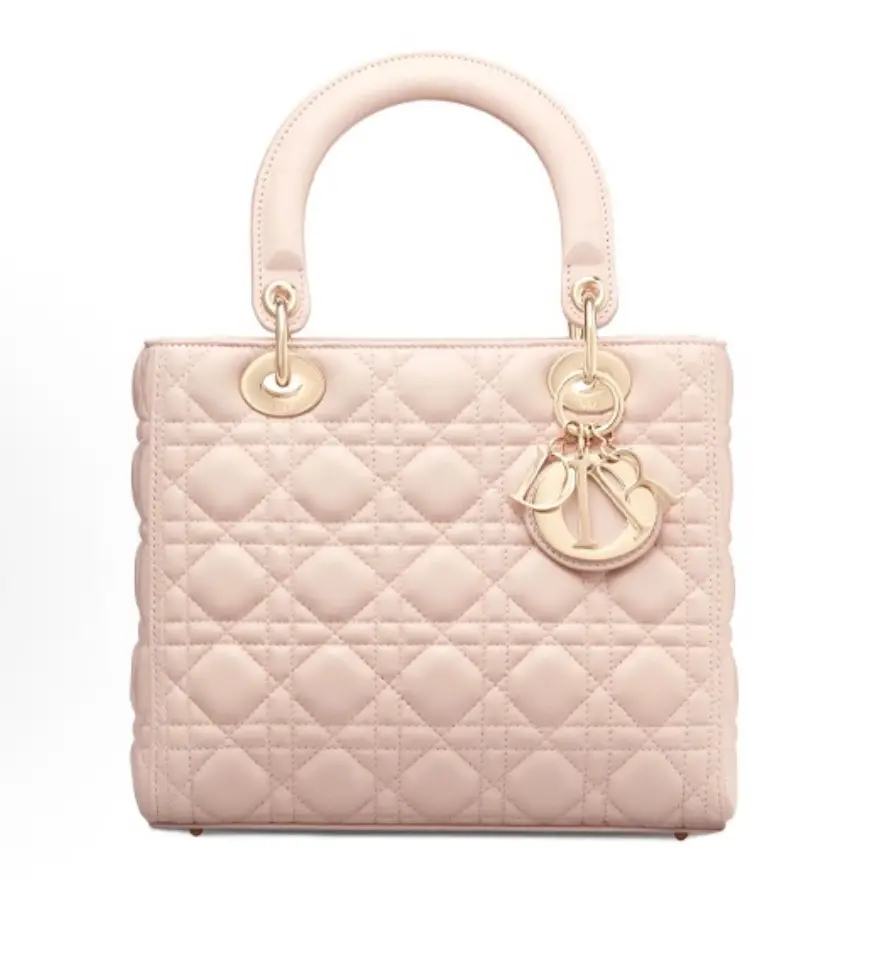 Pre-owned Dior lambskin Tote bags lady Powder Pink Cannage large size