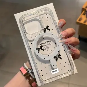 Bow Shaped Transparent Magnetic MagSafe Case for iPhone 17 Pro Max Air 16 16e 15 14 Plus 13 12 11 X XS Pattern Acrylic Back TPU Edges Shockproof Ultra Thin Mobile Phone Cover Valentine's Day Gift 2D printing