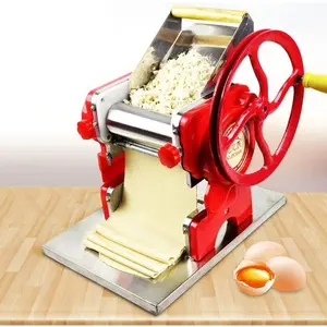 Commercial Pasta Roller Machine, Hand Crank Noodle Maker Adjustable Thickness Manual Dough Machine for Spaghetti Fettuccine Lasagne Dumpling Skin Kitchen Red Utensils Silver Cooking Kitchenware Food Steel Stainless