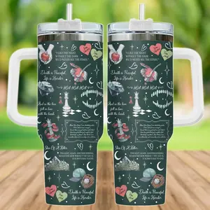 Twilight Saga 40oz Tumbler with Handle | "HOA HOA HOA" Inspired Insulated Travel Mug with Straw | Perfect Fan Gift for BookTok and Movie Lovers