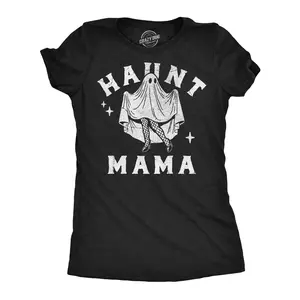 Womens Funny T Shirts Haunt Mama Sarcastic Halloween Graphic Novelty Ghost Tee For Ladies Funny Womens T Shirts Cute Vintage Fashion Casual Ladies T-Shirt Gift Halloween Tops for Women Women's Novelty Tees Black -