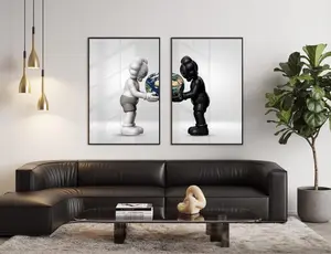 KAWSS Poster Set of 2 – Holding the World Prints Graffiti Urban Decor Hypebeast Street - No Frame